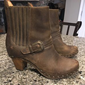 Dansko Rihanna clog wood heel booties